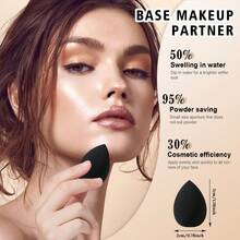 13 Pcs Total Black Makeup Accessory Set, Includes Beauty Sponges, Powder Puffs And Silicone Brush Cleaning Bowl. High Density Sponge Absorbs Less Foundation, Wet And Dry Dual Use For Natural Flawless Base Makeup - Black - View 5