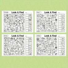 1book 32 Pages Seek & Find Game Book, Sudoku & Memory Puzzles, Color Recognition, Durable Travel Cards For Home/School, Back To School & Holiday Gift - Multicolor - View 3