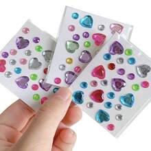 5Pcs/10Pcs Camera Stickers Ins Style Heart Diamond Stickers 3D Decorative Glitter Hand Account Stickers Crystal Phone Decorative Stickers Makeup Decals DIY Handmade Decorative Materials, Random Color - Multicolor - View 4