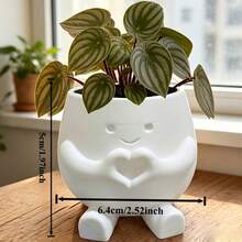 Cute Lucky Heart-Shaped Planter, Succulent & Pothos Flower Pot, Suitable For Home, Office, Cafe, Bar Desktop Art Decor, Exquisite Room Decoration, Holiday Gift - Multicolor - View 3