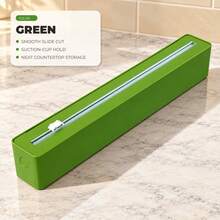 1pc Refillable Plastic Wrap Dispenser With Slide Cutter And Suction Cup Base, Countertop Cling Film, Aluminum Foil And Parchment Paper Organizer, Clean Straight Cuts, Kitchen Food Storage Tool, 4 Colors - View 14