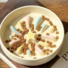 1pc Fireworks Ceramic Slow Feeder Bowl For Cats And Dogs, Anti-Choke Slow Eating Bowl For Home Pet Feeding, Anti-Black Chin Feeding Bowl - 200ml - View 4