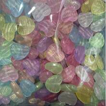 20PCS/50PCS Acrylic Glitter Glow-In-The-Dark Water Ripple Heart Beads, Dopamine Color Heart Beads, Suitable For Handmade DIY Beaded Bracelets, Necklaces, Jewelry And Craft Accessories - Colorful Glitter Glow-in-the-dark Heart - View 2