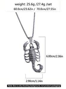 1pc New Gothic Style Full Rhinestone Scorpion Necklace, European And American Popular Personalized Long Stainless Steel Sweater Chain Pendant Jewelry, Halloween Gift, Fashion Accessory For Men's Daily Wear - Rhinestone Scorpion Necklace - View 5