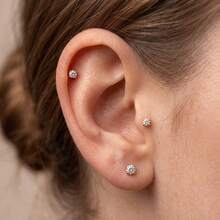 TOKRING 18G Nose Rings Horseshoe Nose Piercing Jewelry,Nose Studs Lip Rings For Women,Double Gem Nose Hoop Cartilage Helix Tragus Earrings Studs - Ring+Stud - View 3