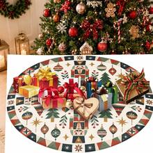 1pc Flat Nutcracker Geometric Pattern Christmas Tree Skirt, Elegant Color Holiday Decoration, 5 Sizes, Unisex Holiday Gift, Suitable For Home And Party Christmas Decor - Flat Geometric Nutcracker - View 8