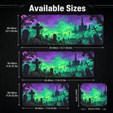 1pc Gothic Cemetery Print Extended Mouse Pad, Green Purple Dark Fantasy Keyboard Desk Mat, Halloween Desktop Decor - View 5