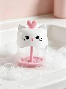 1pc Cute Cat-Shaped Foaming Dispenser Bottle, Refillable Pull-Type Foam Bottle With Heart Handle - Multicolor - View 8