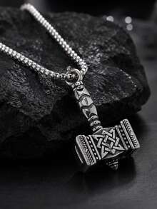 1 buah Kalung Liontin Palu, Desain Rantai Tekstur Mewah, Perhiasan Serbaguna Unisex, Cocok untuk Perjalanan Sehari-hari dan Acara Formal, Sempurna sebagai Hadiah Ulang Tahun atau Hari Jadi yang Kreatif untuk Orang Tercinta dan Teman - MultiWarna - View 5