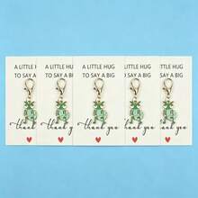 5pcs Cute Mantis Enamel Charm Keychain, A Little Hug To Say Thank You Greeting Card, Lobster Clasp Bag Pendant Gift - Multicolor - View 12