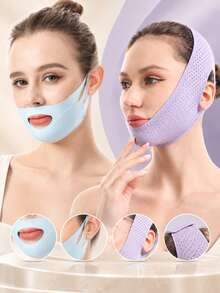 1 buah Perban Pengangkat Wajah Berbentuk V untuk Wanita, Tali Penyangga Wajah, Tali Dagu Bernapas untuk Tidur, Cocok untuk Pemakaian Sehari-hari, Hadiah - MultiWarna - View 8