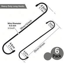 6Pcs Heavy Duty Metal S Hooks, Multipurpose No Drill Hanging Hooks For Kitchen Closet Garden - View 2
