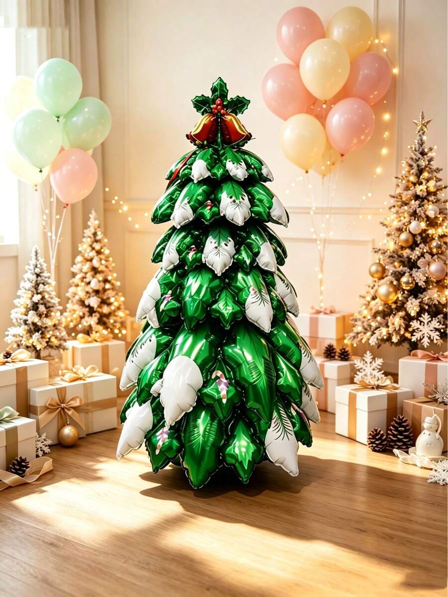 1 Set 6pcs Oversized 107cm Assembled Green Leaf Bell Christmas Tree ...