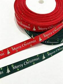 Ribbon, Christmas Gift Bag, Gift Wrapping Ribbon, Red Satin Ribbon - Christmas Party Decoration With Text, For Gift Wrapping, Wreaths, Garlands - Durable Polyester Ribbon, Suitable For Holiday Crafts And Decoration - View 1