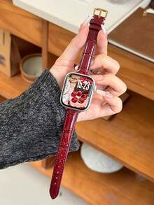 Cute Cat & Heart Pattern Watch Band, Unisex Daily Wear, Compatible With 38/40/41/42/44/45/49mm Ultra/SE/8/7/6/5/4/3/2/1 - Burgundy - View 2