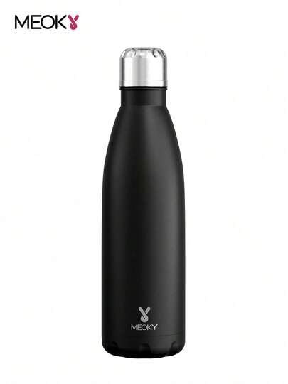 Meoky 17oz/500ml Frosted Stainless Steel Sports Flask, Insulated Water Bottle, Double Wall Metal Bottle, Keeps Drinks Cold & Hot, For School, Gym, Travel & Sports