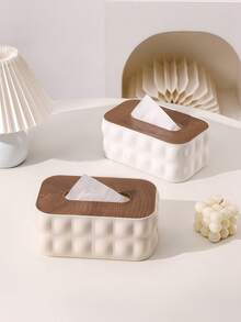 1pc Rectangular Wavy Texture Plastic Tissue Box Cover, Decorative Napkin Holder With Removable Waterproof Lid, Multi-Scenario Applicable Facial Tissue Tray, Suitable For Kitchen Countertop, Bathroom Vanity, Bedroom Nightstand, Home Office, Car And RV Home Decor - Multicolor - View 5