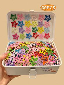 10/20/30/40/50/100pcs Random Color Shiny Star Hair Clips, Colorful ...