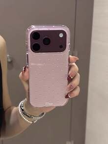 Ins Style Light Pink Polka Dot Phone Case Compatible With Apple 18 Pro Max, 17 New Model, 16 Pro, 17 Pro Max, Full Coverage Anti-Drop Protective Cover, 15 Sweet Girl Style - Multicolor - View 1