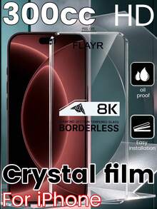 適用於透明無邊框 8K 切割大弧度 Apple 18PROMAX 鋼化玻璃雙層保護膜，無邊框全透明水晶膜，內置防塵網，防塵防灰，觸感平滑圓潤，握感舒適 - 無色 - 查看 9