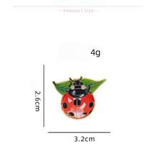 1pc Cute Cartoon Seven-Spot Ladybug Metal Badge, Creative Green Leaf Alloy Brooch, Adorable Insect Bag Decoration Pin, Suitable For Daily Wear And Gift - Multicolor - View 6