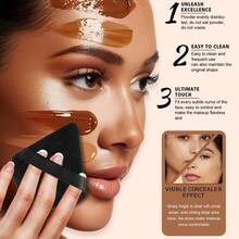 13 Pcs Total Black Makeup Accessory Set, Includes Beauty Sponges, Powder Puffs And Silicone Brush Cleaning Bowl. High Density Sponge Absorbs Less Foundation, Wet And Dry Dual Use For Natural Flawless Base Makeup - Black - View 9