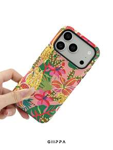 GIIPPA 1pc Tropical Floral Leopard Pattern Design Phone Case, Compatible With Phone 17 Pro Max, 16 Pro Max, 15 Pro Max, 14 Pro Max, Korean Style High-End Fashionable & Fun Phone Case, Suitable For 11/12/13/14/15/26 Pro Max Plus, Elegant Design Unisex, Perfect Gift For Girlfriend On Christmas, Valentine's Day, Easter, Wedding Season And Birthday! - Multicolor - View 5