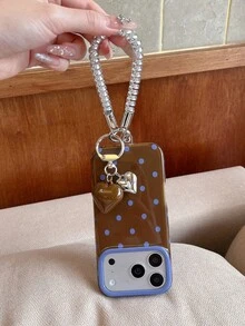 Minimalist Brown Polka Dot Phone Strap Compatible With Apple 18 Pro Phone Case 17 Pro Max New 16 Pro Girl 17 Premium 18 Pro Max Full Coverage 15 Creative Anti-Drop Korean Style - Brown - View 11