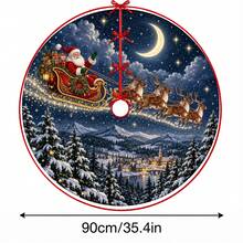 1件裝聖誕老人雪橇夜空圖案聖誕樹裙，優雅配色節日裝飾，5種尺寸，中性節日禮物，適用於居家與派對聖誕家居裝飾 - 聖誕老人雪橇夜空 - 查看 12