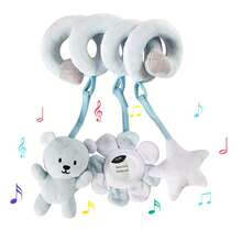 BBSKY 1pc Cute Animal Plush Detachable Hanging Toy For Baby Car Seat, Suitable For Stroller Spiral Car Wrap Rattle Mirror BB Squeaker, Newborn Gift, Random Color - Baby Blue - View 2