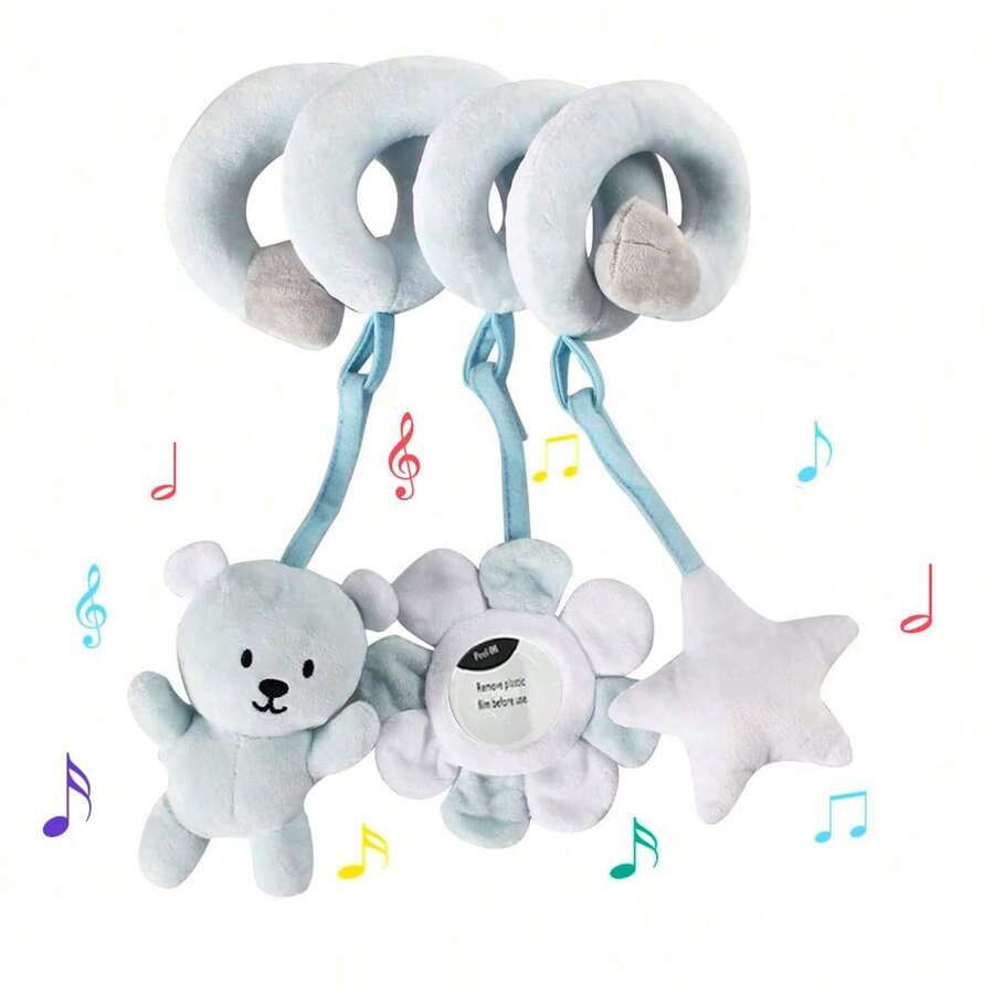 BBSKY 1pc Cute Animal Plush Detachable Hanging Toy For Baby Car Seat, Suitable For Stroller Spiral Car Wrap Rattle Mirror BB Squeaker, Newborn Gift, Random Color