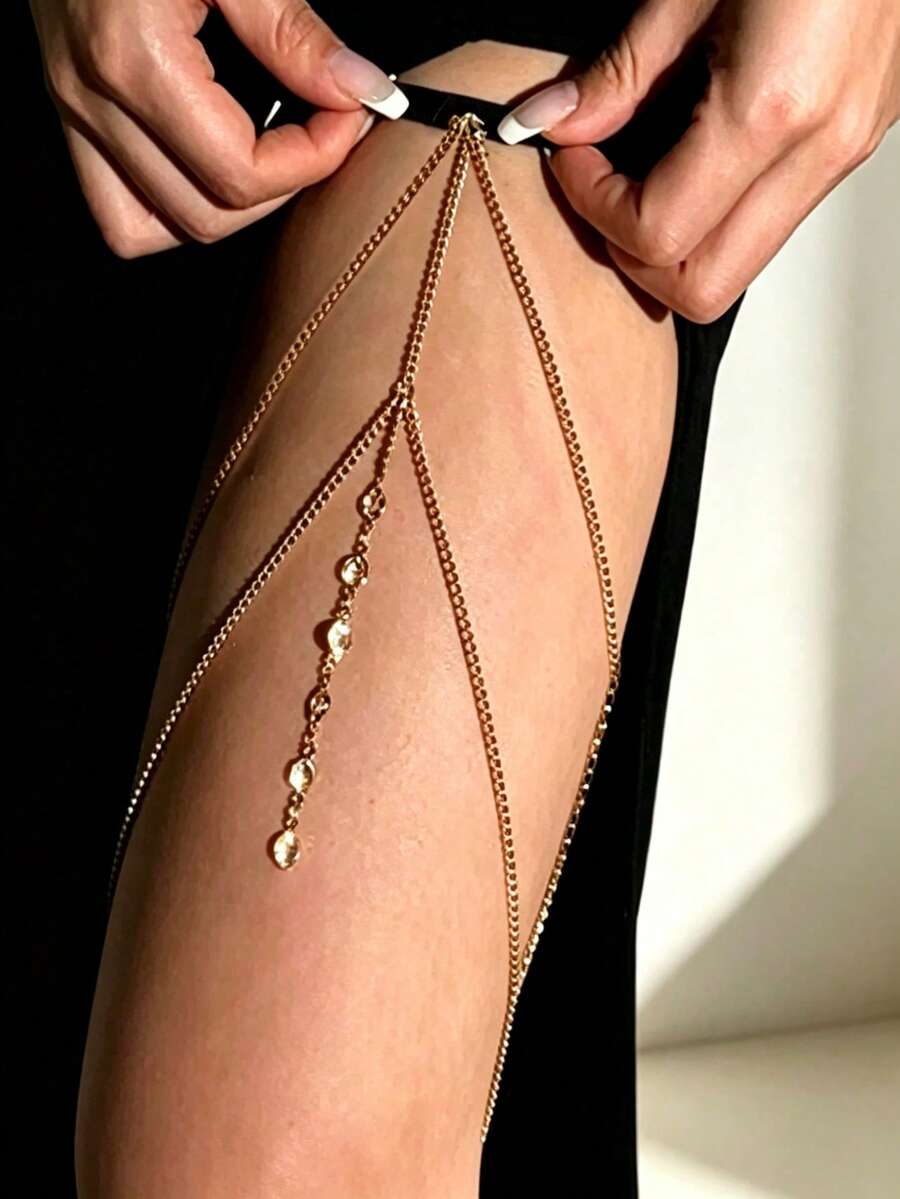 Women's Sexy Thigh Chain, Versatile Leg Accessory For Party And Banquet - Gold - View 1