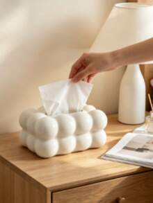 1pc Cloud-Shaped Plastic Tissue Box, Square Desktop Tissue Storage Box, Marshmallow-Shaped Tissue Box And Decorative Plastic Desktop Storage Box, Suitable For Living Room, Kitchen, Bathroom, Bedroom And Dining Table Decoration - Multicolor - View 11