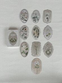 30pcs Small Fresh Floral Irregular Border Stickers Box, Artistic Versatile Scene Making DIY Journal Background Decor Stickers, Scrapbooking Supplies, School & Office Stationery - Rectangle - View 16