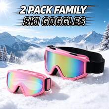 2PCS Ski Goggles For Teens And Adults, Winter Snow Village Outdoor Skiing Goggles, UV Protection Windproof Sandproof Protective Eyewear, Snow Sports Cycling Protective Glasses, Single/Double Board Play Unisex Ski Goggles Combo Set - A - View 6
