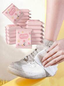 [10 Pack] Tisu Basah Sekali Pakai untuk Menghilangkan Noda Pakaian, Tisu Basah untuk Membersihkan Sepatu, Cocok untuk Noda Membandel, Kemasan Peach, Mini Portabel, Bahan Kain Non-Woven, Digunakan untuk Membersihkan Barang Sehari-hari - MultiWarna - View 1