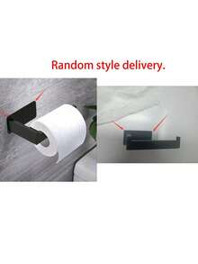 1pc Stainless Steel Toilet Paper Holder, Minimalist Solid Color Toilet Paper Rack, Suitable For Home Bathroom Decor, Autumn Decoration - Black - View 8