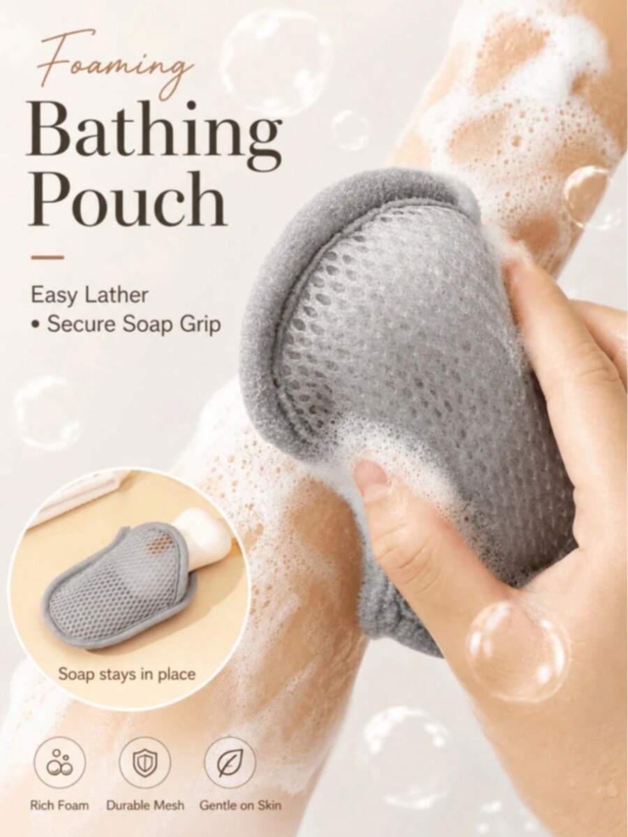 2pcs Foaming Soap Bag, Portable Bath Scrubbing Net Bag, Shower Soap Mesh Bag, Exfoliating Mesh Bag, Bathroom Accessories, Holiday Essentials, Travel Essentials, Home Decor, Bathroom Storage, School - Multicolor - View 1