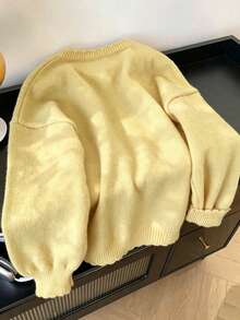 女款優雅花卉刺繡針織開襟衫，適合秋冬日常、戶外、休閒與居家穿著 - 黃色 - 查看 2
