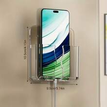 1pc No-Drill Adhesive Phone Charging Holder, Bedroom Wall-Mounted Bedside Slouchy Storage Box Phone Charging Stand - Multicolor - View 13