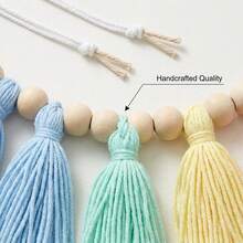 1pc Macaron Color Yarn Tassel Garland, 1st Birthday High Chair Banner, Macaron Theme Birthday Decoration, Cake Smash Photo Prop, Background Photo Prop - Multi-color - View 7