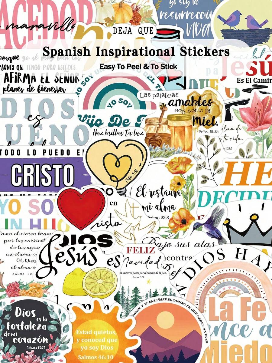 50 buah Stiker Inspiratif Spanyol untuk Skateboard, Gitar, Laptop, Album Foto, Koper, Kulkas, Kotak Penyimpanan, Dekorasi DIY Stiker Grafiti - A - View 1