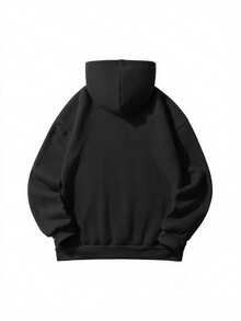 Sudadera con capucha Hombre Oversize hombros caídos estampado texto Los Angeles manuscrito número 23 grande bolsillo canguro estilo deportivo retro casual juvenil diario - Negro - Ver 4
