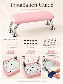 1pc U-Shaped Adjustable Nail Arm Rest, White PU Leather Manicure Hand Support, Height And Angle Adjustable, Non-Slip Base, Easy To Clean Portable Nail Artist Supplies, Suitable For Gel Polish, Acrylic Nails, Nail Extensions And Salon Workstations - Multicolor - View 3