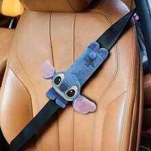Stitch Plush Car Headrest Pillow And Seat Belt Cover, Soft Fluffy Auto Neck Cushion, Cute Car Interior Accessories - Multicolor - View 5