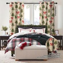 2pcs Beige Background Christmas Tree & Red Bow Pattern Curtains, 2D Digital Print, Machine Washable, Holiday Atmosphere Decor, Perfect For Holiday Occasions, Living Room, Bedroom, Balcony, Study, Home Cozy Grommet Curtains - H - View 2