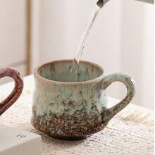 Vintage Ceramic Coffee Mug Mid-Temperature Kiln Glaze Gradient Flowing Glaze High Aesthetic Milk Cup - Multicolor - View 9
