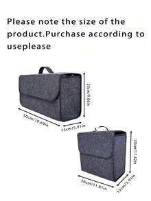 2pcs Dark Gray Car Trunk Felt Storage Bag, Three Sizes Available, Car Felt Storage Box, Thickened And Enlarged Soft Felt Storage Box, Home Storage Box, Car Storage Box, Tidy Storage For Sundries (No Adhesive) - A - View 12