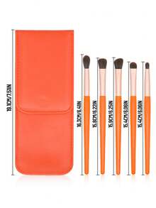 SEPROFE 5Pcs Eye Makeup Brush Set, Ultra Soft Synthetic Fiber Eyeshadow Brushes, Nose Contour Brush, Premium Wooden Handles With Storage Pouch, Ideal For Daily Eyeshadow Concealer And Eye Detail Makeup Application - Burnt Orange - View 8