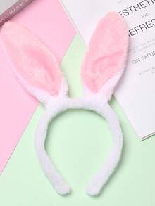 Fluffy Rabbit Ear 3D Plush Halloween/Christmas Holiday Costume Headband - Multicolor - View 13